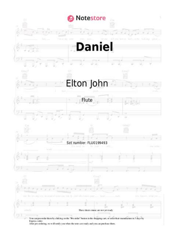 Daniel Sheet Music Elton John Easy Piano