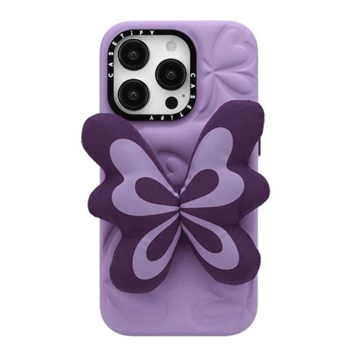 iPhone 14 Pro The Grippy Case Violet Butterfly CASETiFY