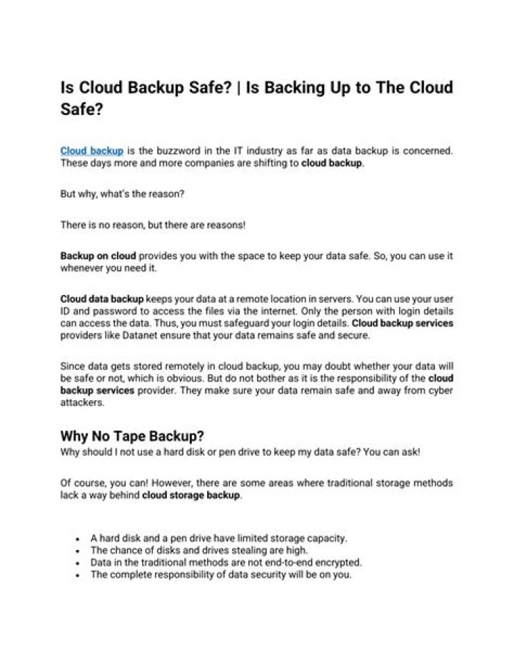 Is Cloud Backup Safe