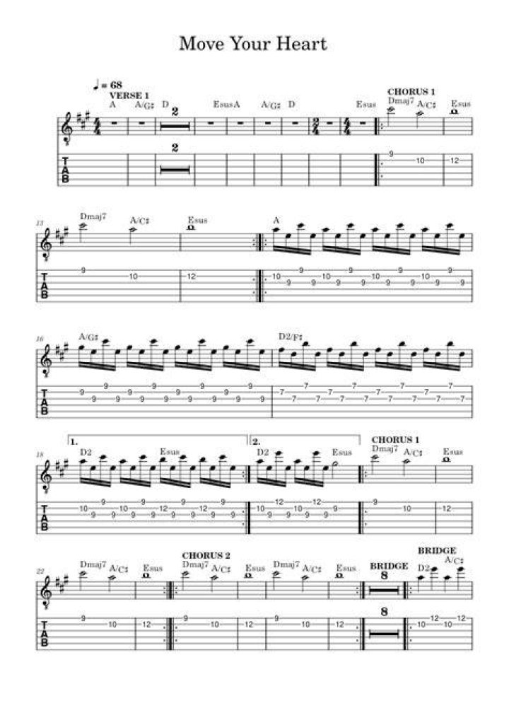 Move Your Heart [Key B] Lyrics & Chords YouTube