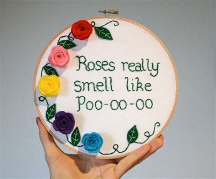 Roses Really Smell Like Poo Poo Cross Stitch