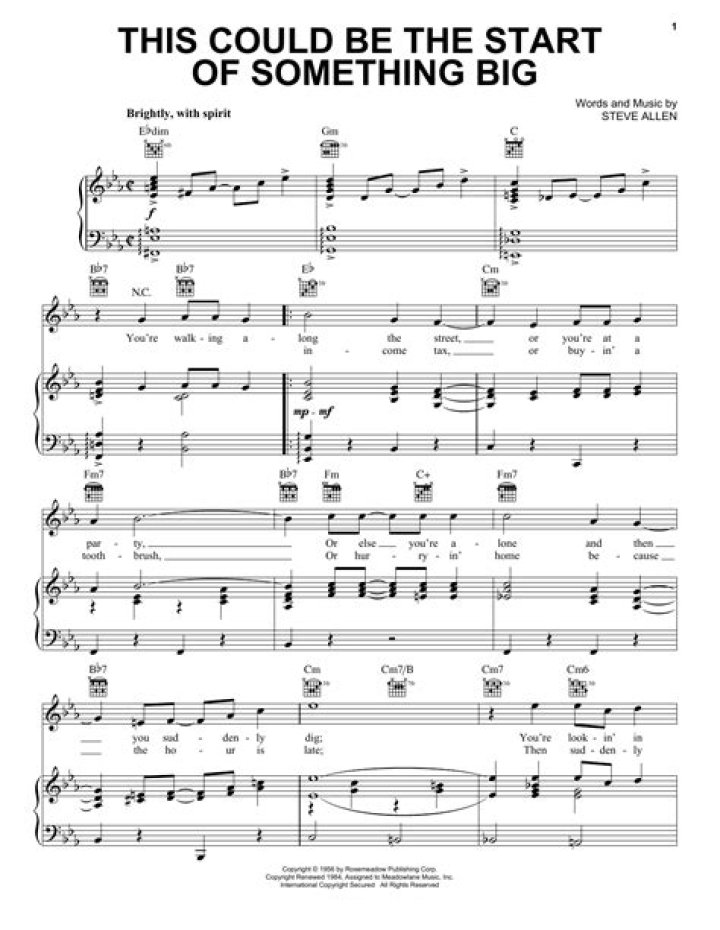This Could Be The Start Of Something Big by Steve Allen Sheet Music for