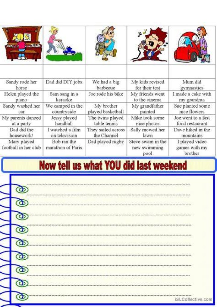 What did you do last weekend? matchi&hellip; English ESL worksheets pdf & doc